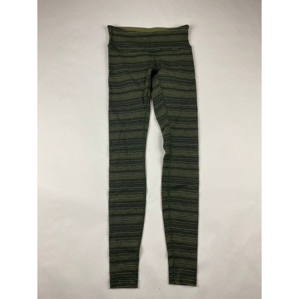 Lululemon Wunder Under Pants Leggings Women's Size 4 Green Striped